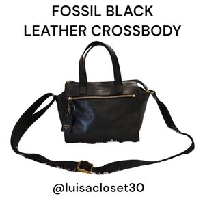 ✨️ Fossil Black Leather Crossbody/Satchel Bag